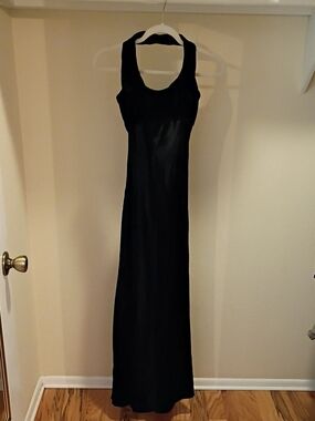 Dave & Johnny Black Satin Lined Halter Dress